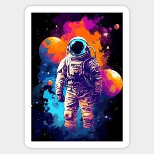 Astronaut in Space Abstract Art Sticker